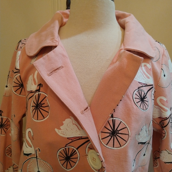 Love Dove by Grace Pink Swing Jacket Size M Swans on Bikes NWT - Picture 3 of 8